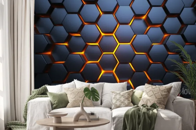 Naklejka: Geometryczne tło 3d w sześciokąty