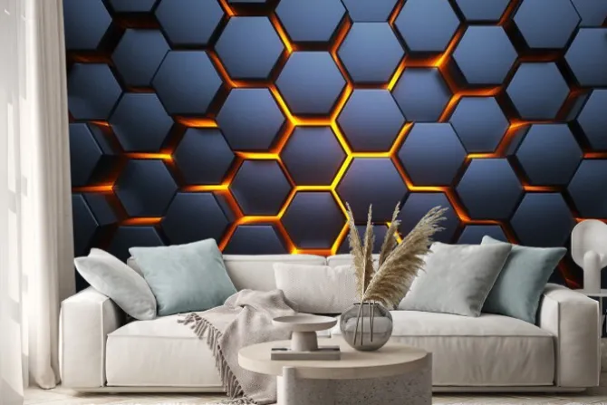 Naklejka: Geometryczne tło 3d w sześciokąty