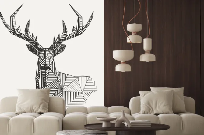 Naklejka: Geometryczny jeleń w stylu skandynawskim