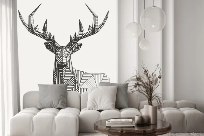 Naklejka: Geometryczny jeleń w stylu skandynawskim