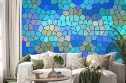 Naklejka: Geometryczny niebieski witraż