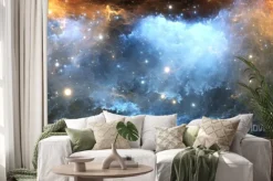 Naklejka: Glowing space nebula and stars in deep space