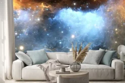 Naklejka: Glowing space nebula and stars in deep space