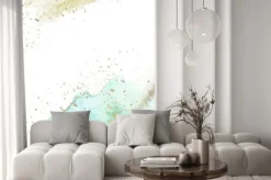 Naklejka: Gold, blue and turquoise watercolor texture design. brush stroke