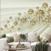 Naklejka: Gold ornamental crystall ball on 3d pattern background 3d wallpaper