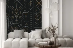 Naklejka: Gold scandinavian sign. seamless pattern