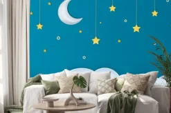 Naklejka: Goodnight layout. paper arts of moon, stars and clouds on a
