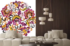 Naklejka: Gorgeous mandala floral pattern, watercolor oriental design element.