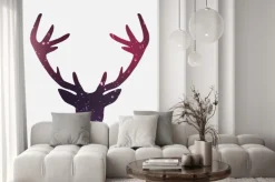 Naklejka: Głowa jelenia, galaktyk i mgławic tle