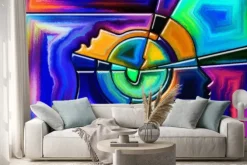 Naklejka: Głowy na abstrakcyjnej kompozycji