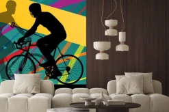 Naklejka: Gracze polo rowerów aktywnych mężczyzn rowerzystów jeźdźców w