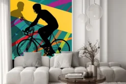 Naklejka: Gracze polo rowerów aktywnych mężczyzn rowerzystów jeźdźców w