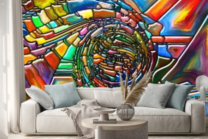 Naklejka: Grafika z kolorową spiralą