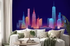 Naklejka: Grafika z panoramą nowego jorku