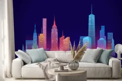 Naklejka: Grafika z panoramą nowego jorku