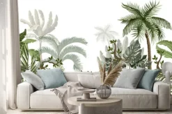 Naklejka: Grafika z tropikalną roślinnością na białym tle