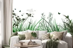 Naklejka: Green grass. the horizontal line of the grass. summer meadow