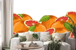 Naklejka: Grejpfrutów samodzielnie na białym tle. grejpfrut skład, rośliny