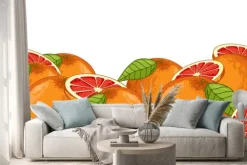 Naklejka: Grejpfrutów samodzielnie na białym tle. grejpfrut skład, rośliny