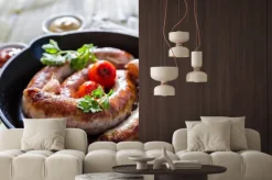 Naklejka: Grillowane kiełbaski na patelnię z ziołami i przyprawami