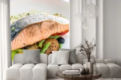 Naklejka: Grillowany stek z łososia z pesto