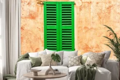 Naklejka: Grüne haus fensterladen wand mediterran wohnen