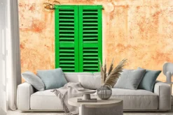 Naklejka: Grüne haus fensterladen wand mediterran wohnen