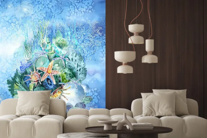 Naklejka: Grotto. the fairy-tale palace of the little mermaid in the fantastic