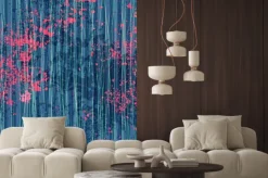 Naklejka: Grunge pionowe strajki na niebieskim tle.