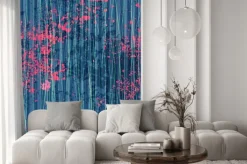 Naklejka: Grunge pionowe strajki na niebieskim tle.