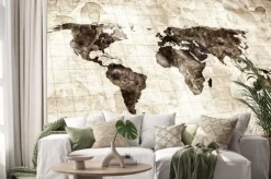 Naklejka: Grunge stained map of the world