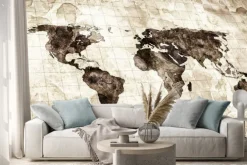 Naklejka: Grunge stained map of the world