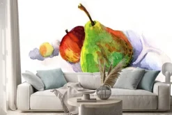 Naklejka: Gruszka i jabłko, akwarela