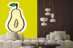 Naklejka: Gruszka na zielonym tle