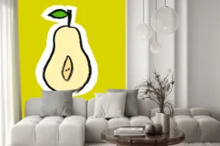 Naklejka: Gruszka na zielonym tle