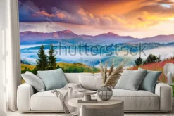 Naklejka: Góry karpaty podczas wschodu słońca