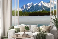 Naklejka: Góry w śniegu za oknem