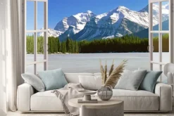 Naklejka: Góry w śniegu za oknem