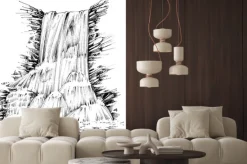 Naklejka: Góry wodospadu graficzną ilustrację