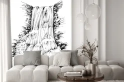 Naklejka: Góry wodospadu graficzną ilustrację