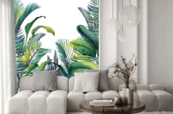 Naklejka: Gęste tropikalne liście na białym tle