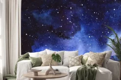 Naklejka: Gwiaździste niebo w nocy. ręcznie rysowane na mokro papieru prawdziwe