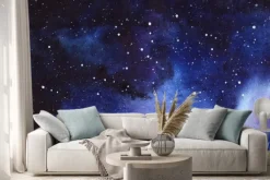 Naklejka: Gwiaździste niebo w nocy. ręcznie rysowane na mokro papieru prawdziwe