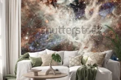 Naklejka: Gwiaździste niebo noc mgławicy w kolorach. wielokolorowa przestrzeń