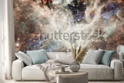 Naklejka: Gwiaździste niebo noc mgławicy w kolorach. wielokolorowa przestrzeń