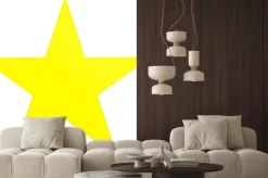 Naklejka: Gwiazdka świąteczna żółta - prosta 5-punktowa gwiazda - na białym