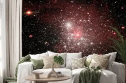 Naklejka: Gwiazdy, mgławica pyłu i gazu w odległej galaktyce