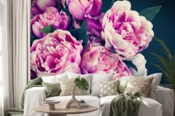 Naklejka: Główki białoróżowych piwonii