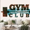 Naklejka: Gym club typographic vintage grunge poster design. retro vector