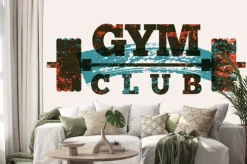 Naklejka: Gym club typographic vintage grunge poster design. retro vector
